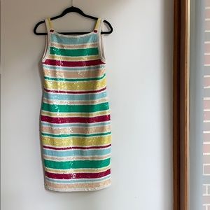 Vintage rainbow stripe sequin dress